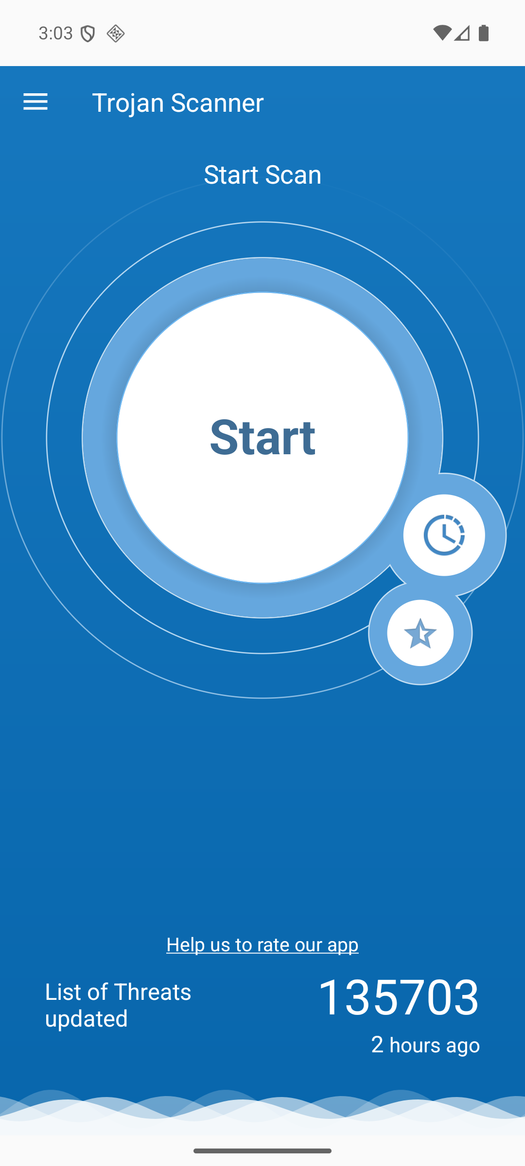New Trojan Scanner interface with the Start Scan button