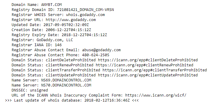 WhoIs information about anybt.com domain