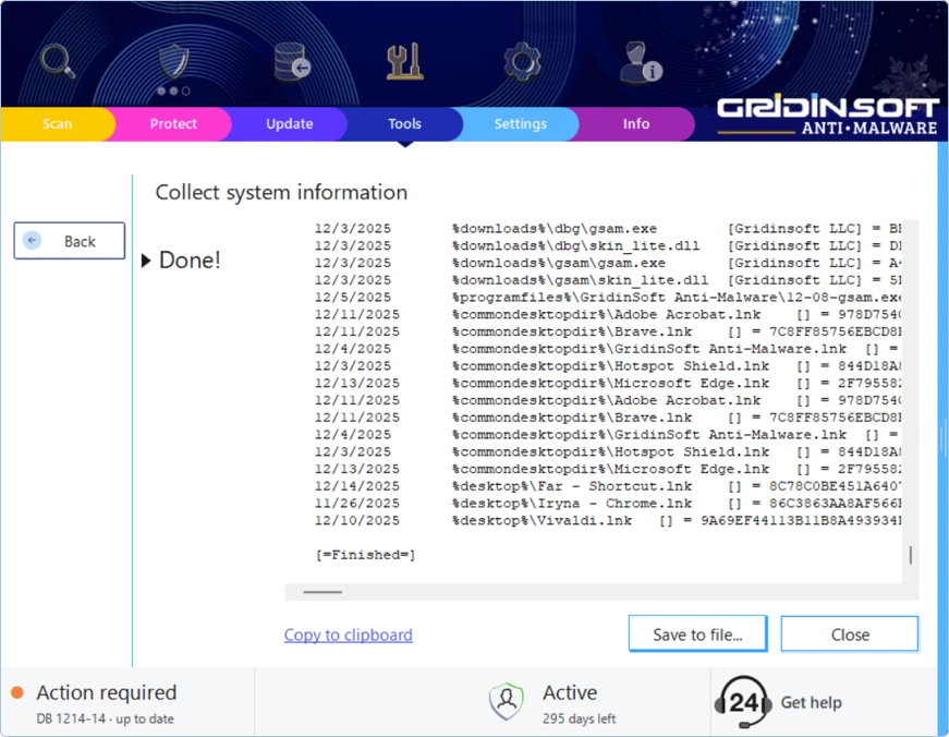 System Info - Process Finished