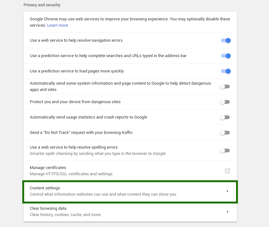 Disable push notifications in Chrome - step 2