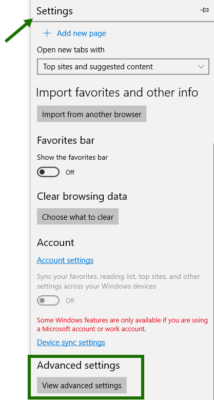 Disable pop-ups in Edge - step 1