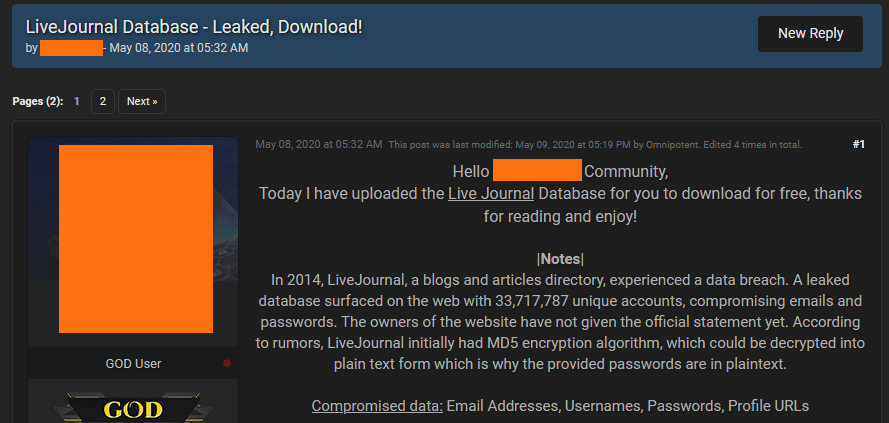 Experts confirmed LiveJournal leak