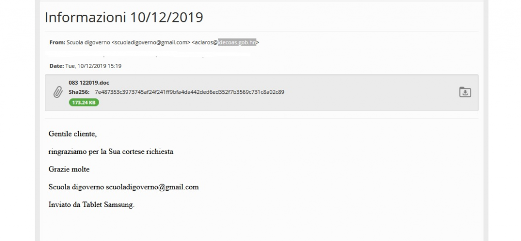 Email spamming example