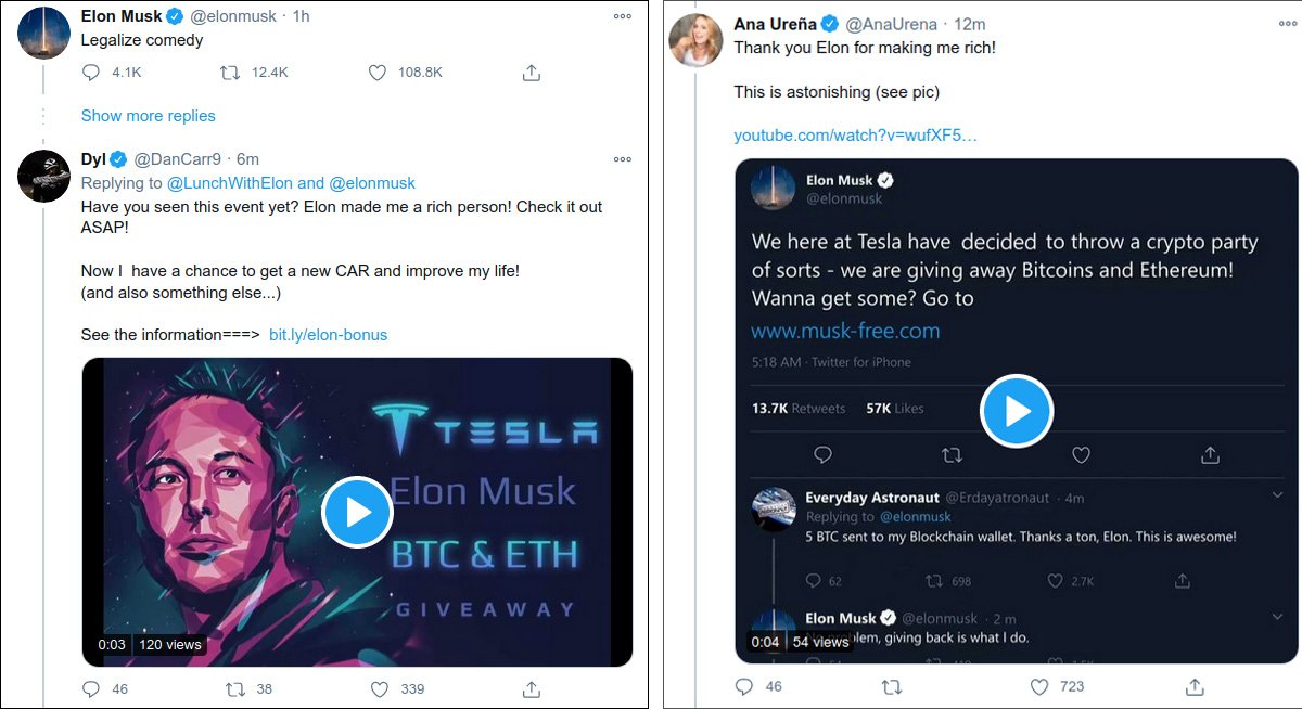 cryptocurrency giveaways of Elon Musk