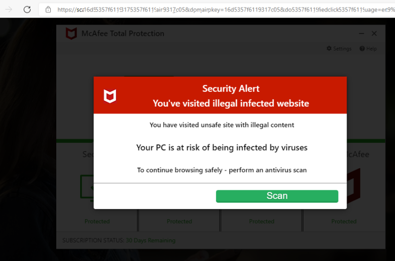 Malicious browser pop-up