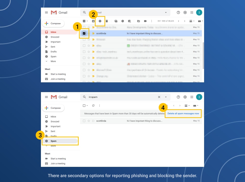 how to get rid of spam emails mailbird