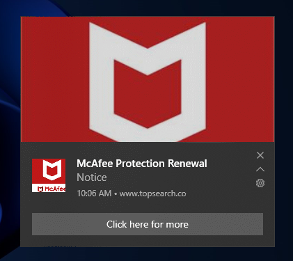 McAfee Fake Notice