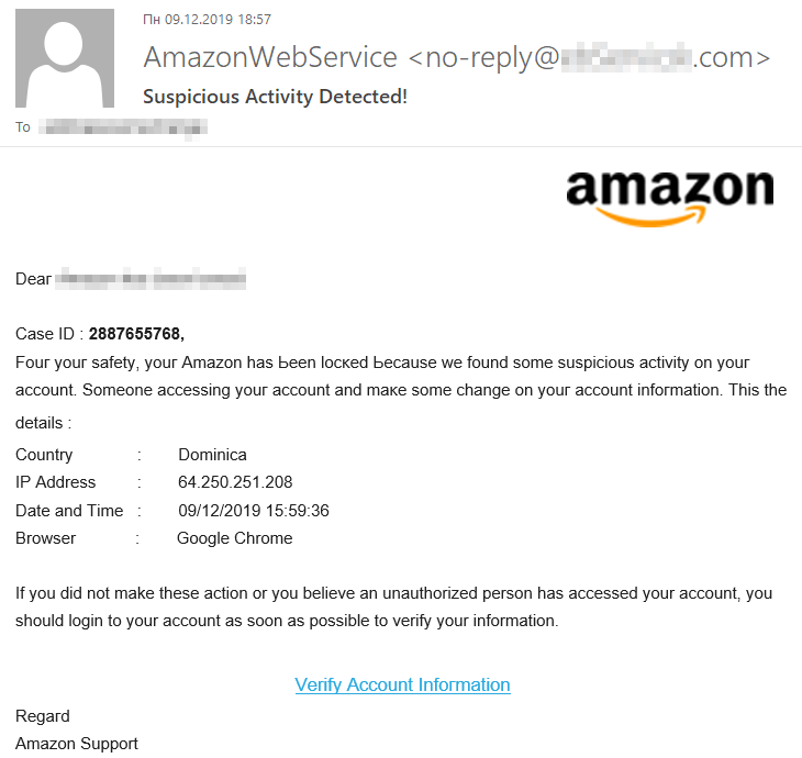 Amazon email phishing
