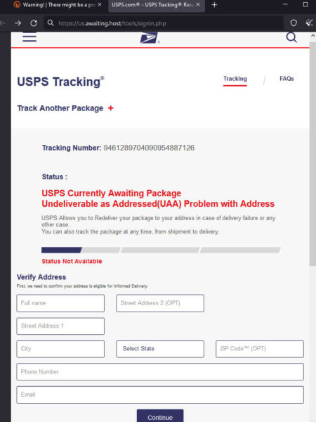 USPS Scam Text
