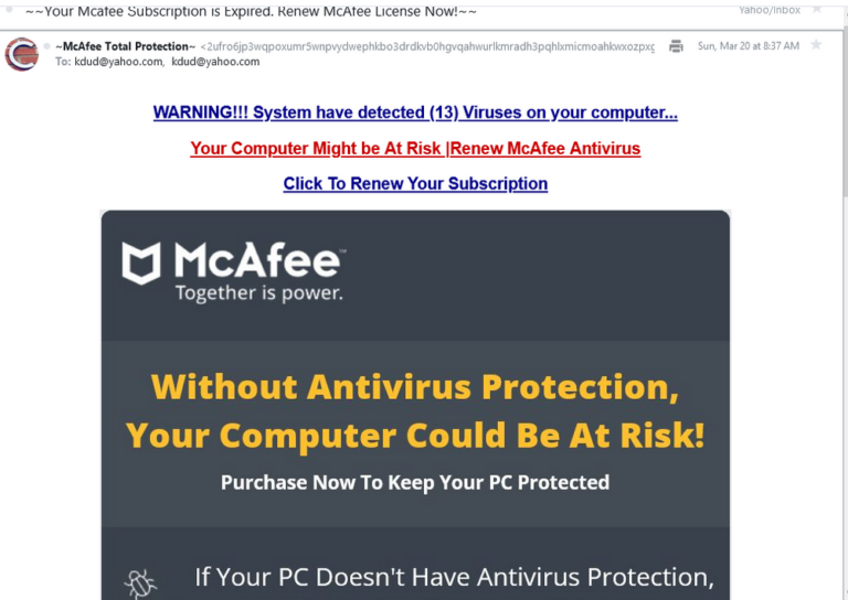 What Is McAfee Scam Email? Tips For Protection From McAfee Email Scam ...