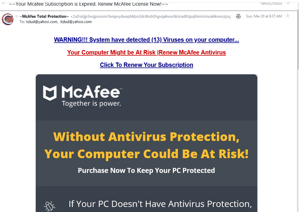McAfee scam email
