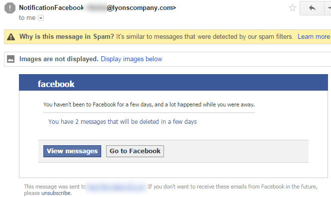 Facebook Fraud: Phishing example