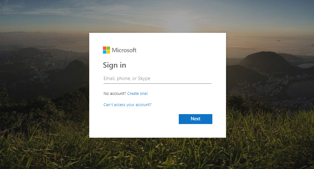 Fake Microsoft mail login page