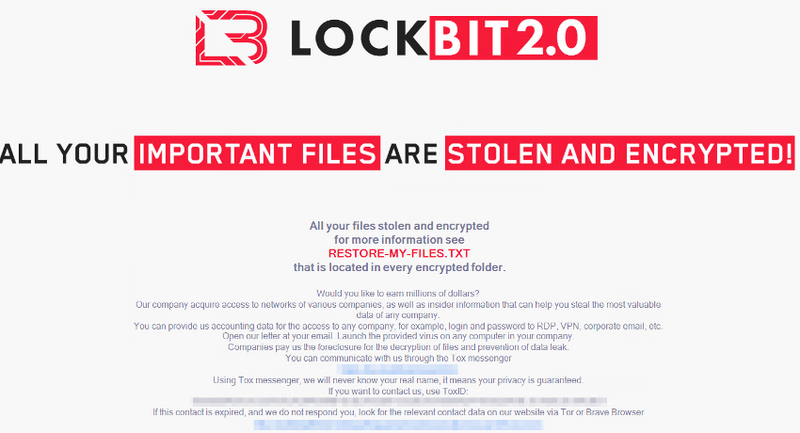 LockBit ransom note