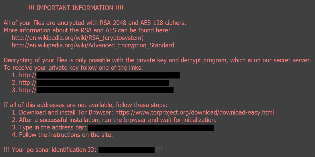 Locky ransomware note