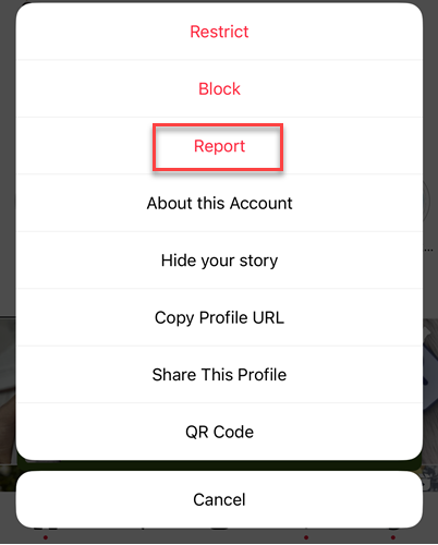 Report Ad button Instagram