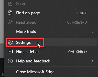How to reset Edge settings. Step 2
