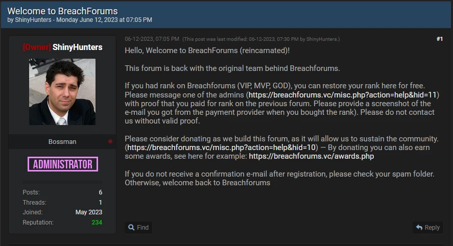 BreachForums Back Online