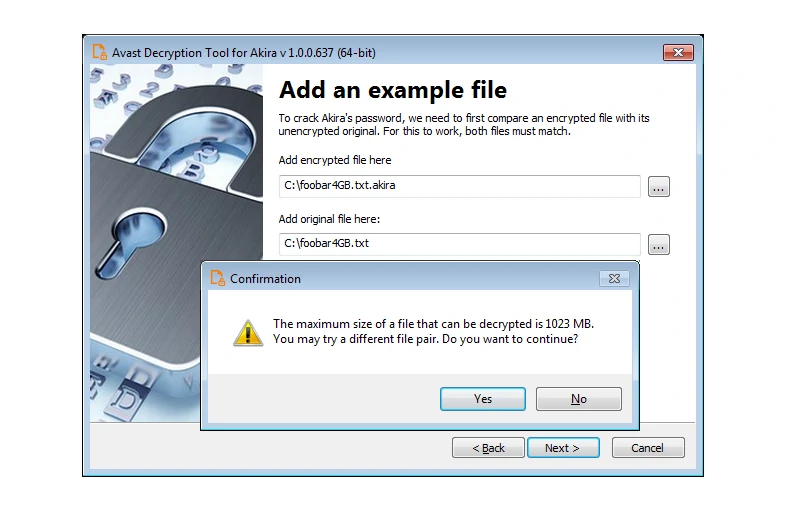 The decryption tool queries the files