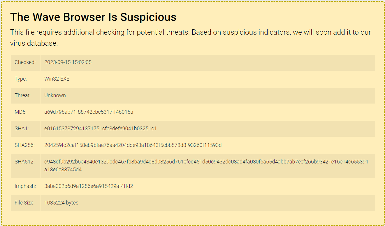 Suspicious file GridinSoft online virus scanner