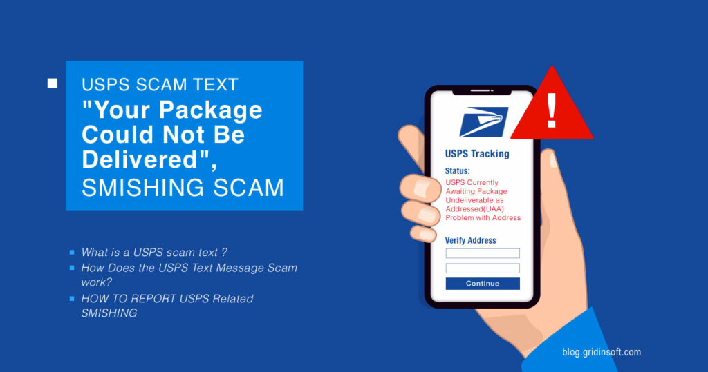 USPS Scam Text 2024 "Your Package Could Not Be Delivered" Gridinsoft