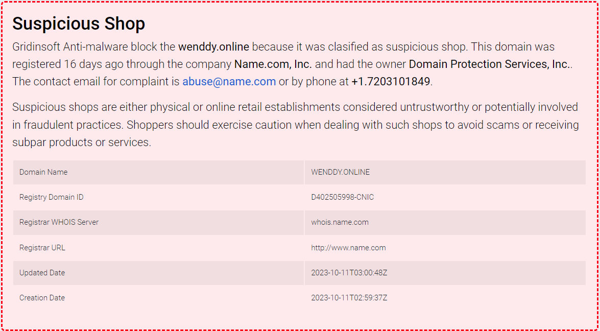 Scam Shop Result URL Scanner