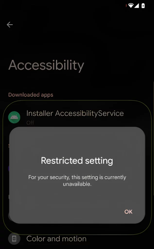 Restricted Settings Notifications