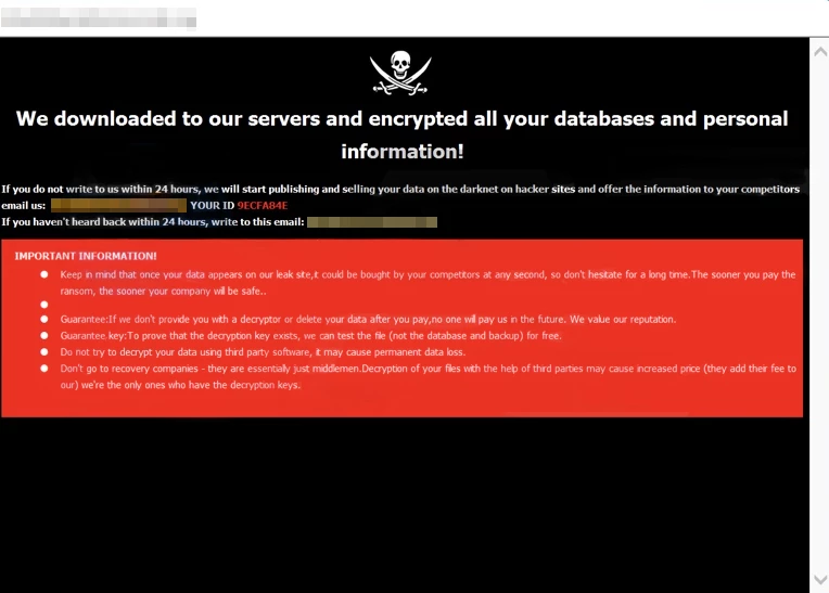 Sysdf ransomware note
