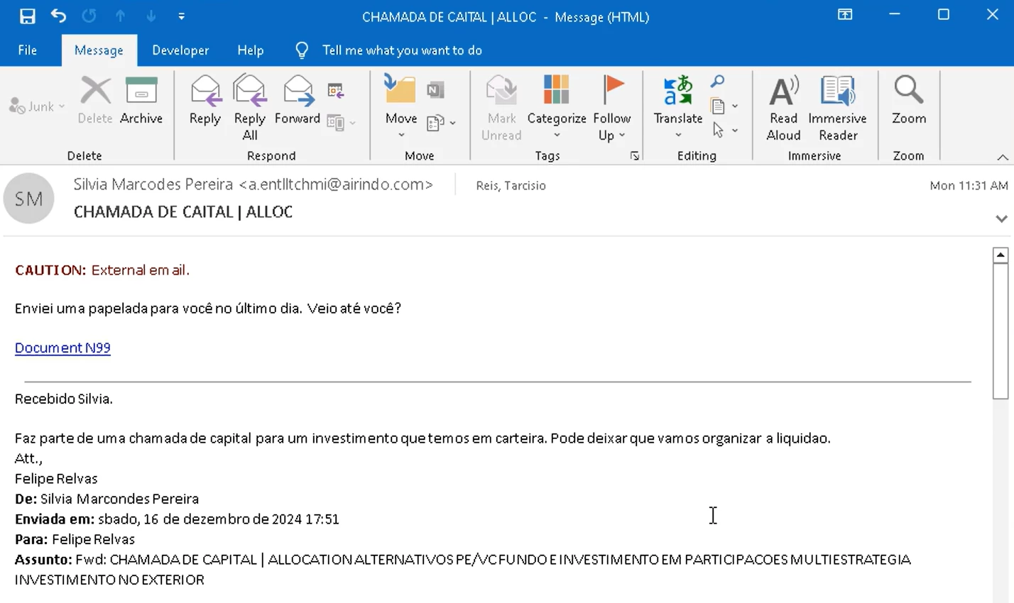 Phishing email screenshot