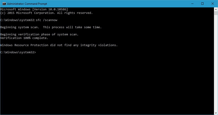 Sfc command result for the fix CSRSS.exe problem