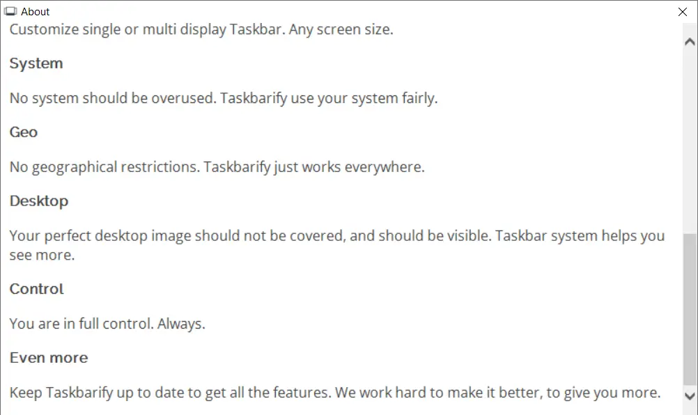 Taskbarify description