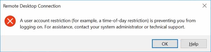 remote desktop Account Restriction