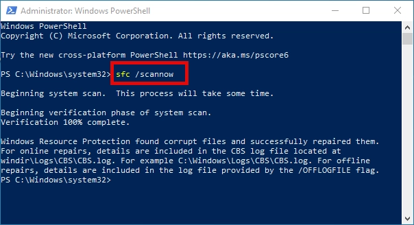 Scannow in the PowerShell (TextInputHost.exe Fix Error)