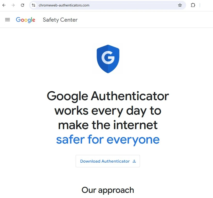 Fake Google Authenticator download site