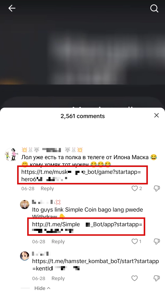 Tiktok comments screenshot