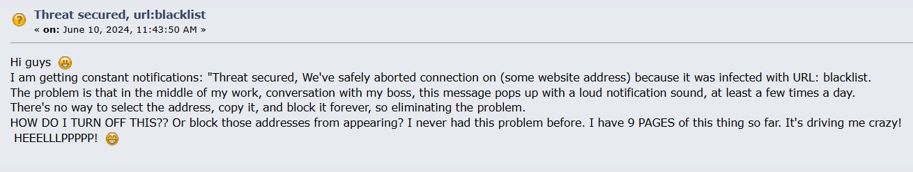 False positive complains for URL Blacklist detection
