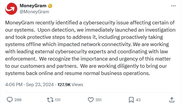 Moneygram responce X/Twitter