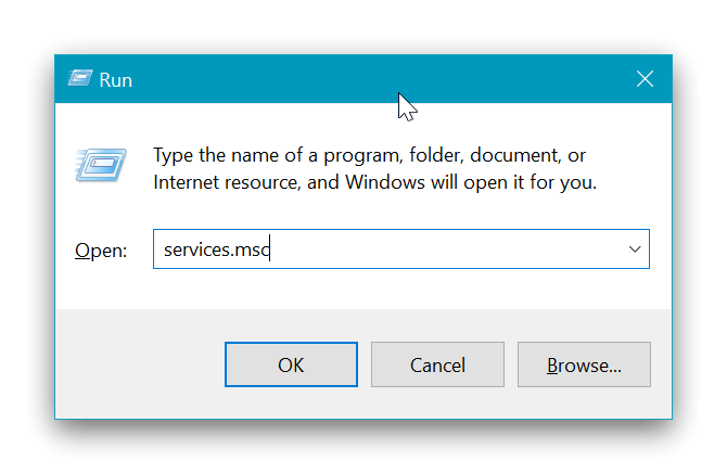 Run services.msc