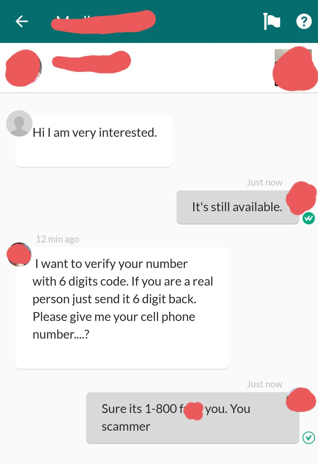 Scammers ask a verification code 