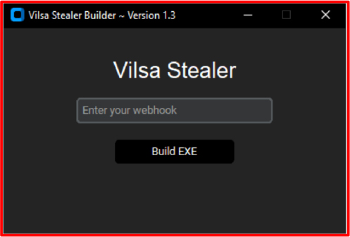 Vilsa Stealer builder screenshot