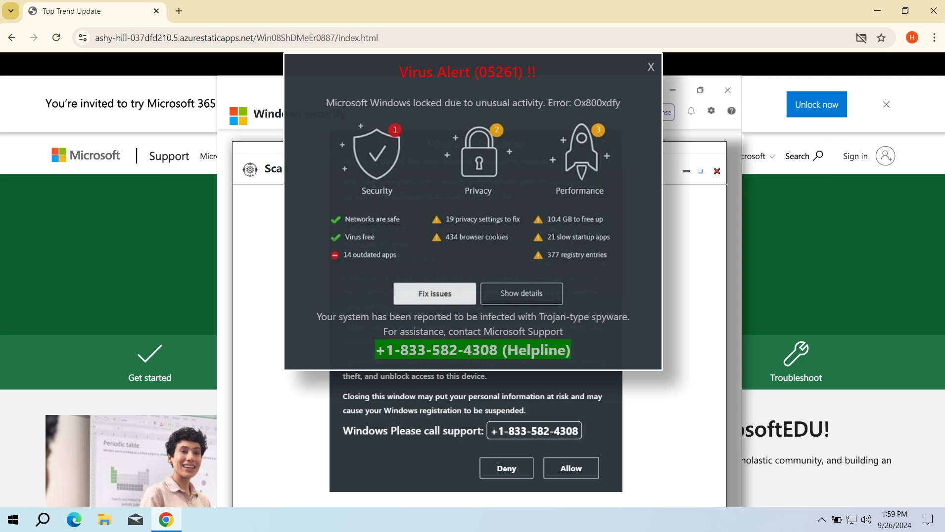 Azurestaticapps.net scam site