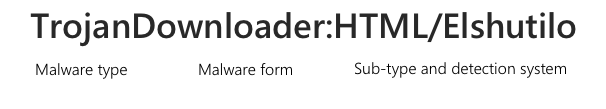TrojanDownloader:HTML/Elshutilo Microsoft Defender detection