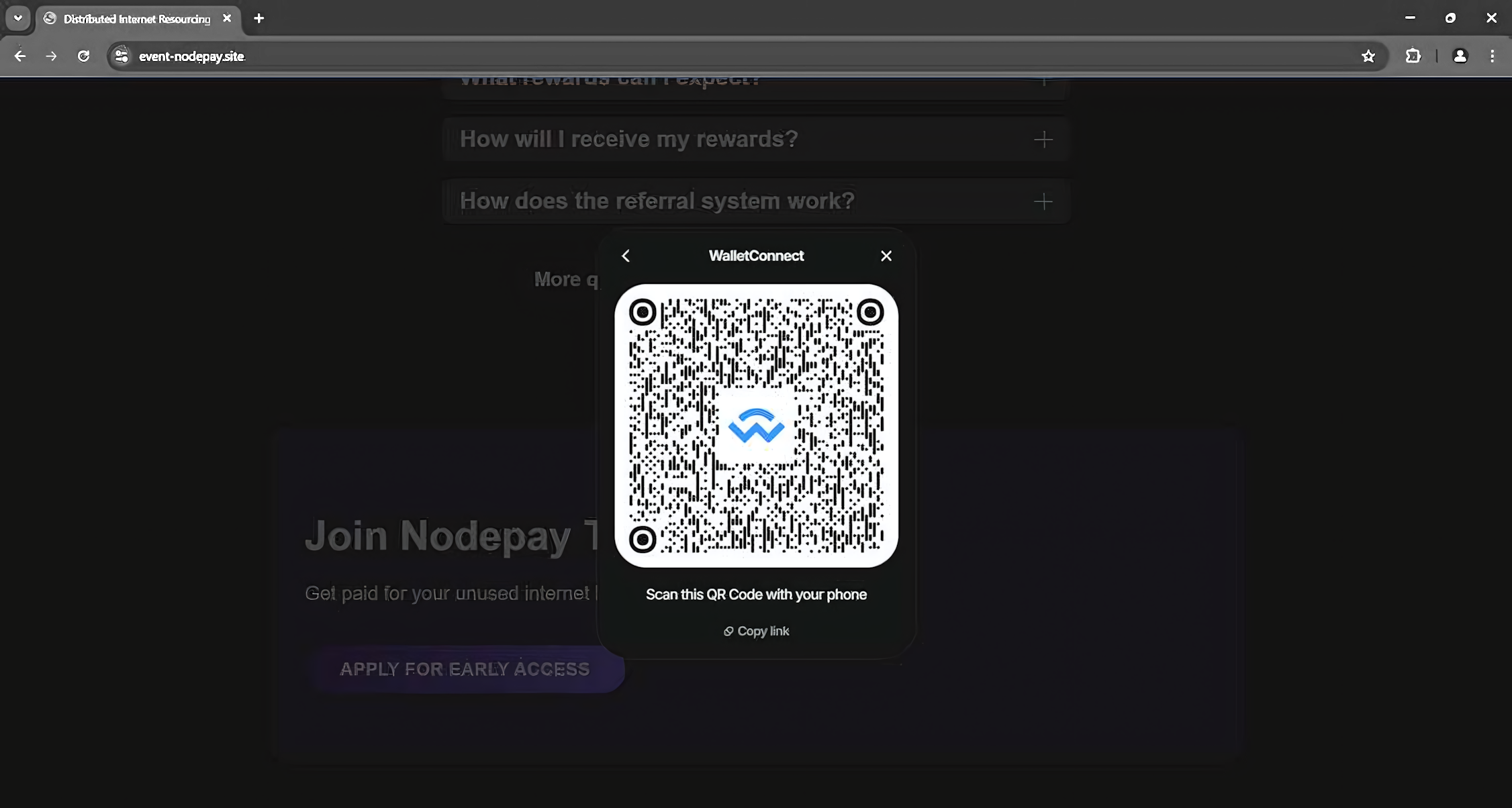 Fake NodePay website screenshot