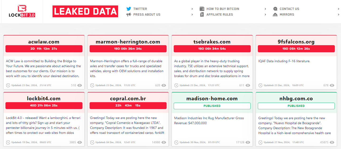 LockBit Darknet site screenshot