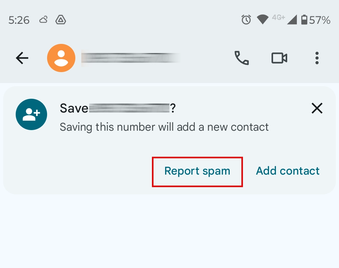 Android spam report button