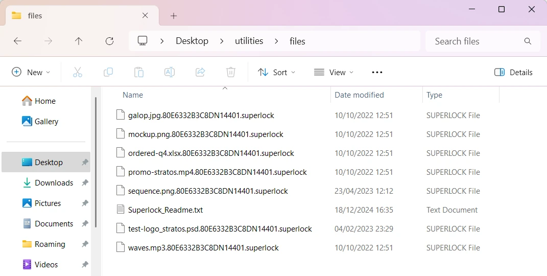 Superlock ransomware files