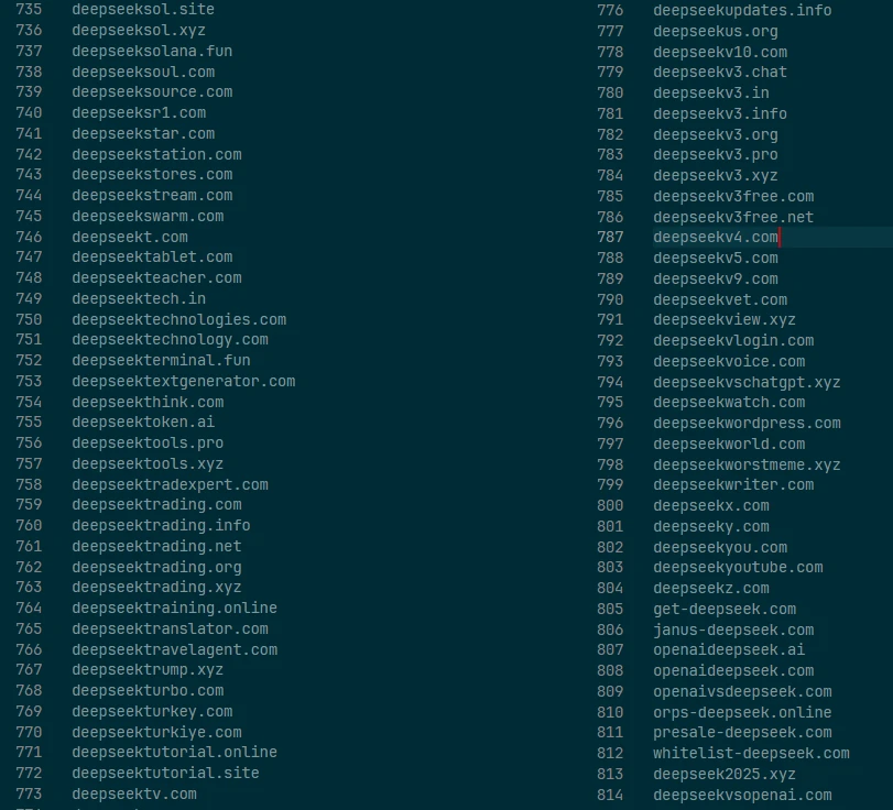 DeepSeek scams domains