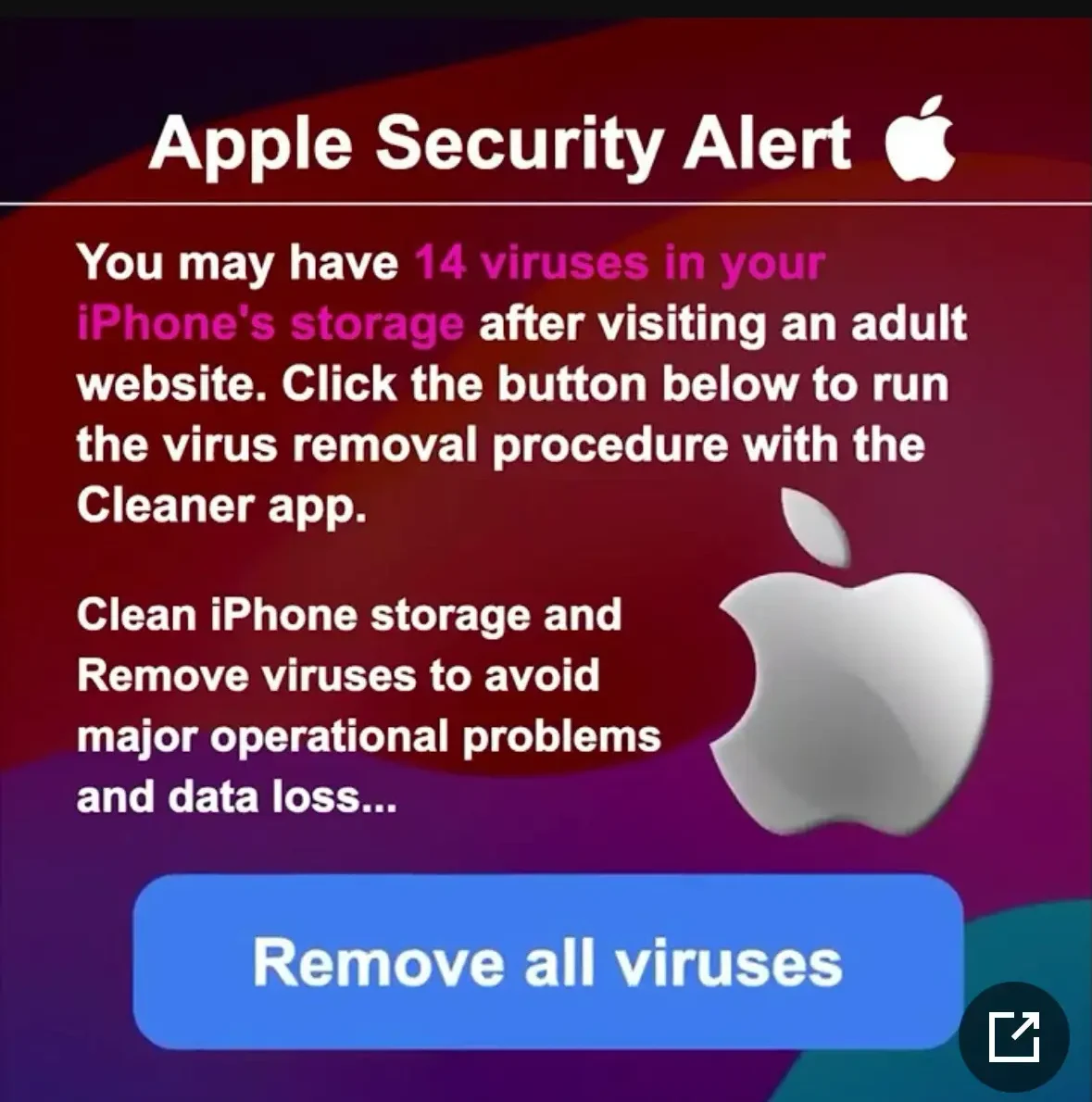 Your iPhone has been hacked fake alert