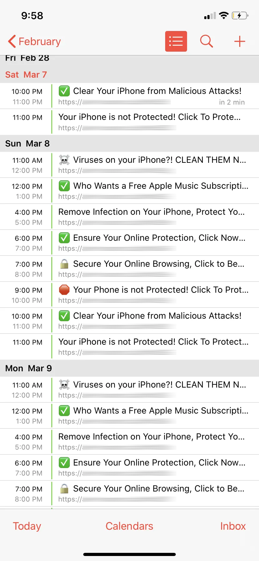 Calendar virus on iPhone